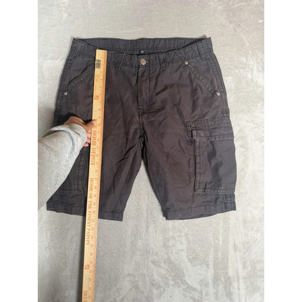 True Religion Mens Gray Cargo Shorts Cotton Canvas Pockets Size 34